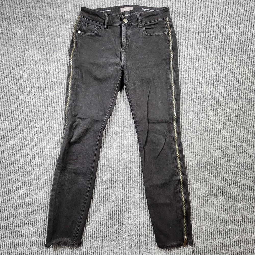 DL 1961 Jeans Womens Florence‎ Cropped Instasculpt 27 Black Skinny Zipper Hem